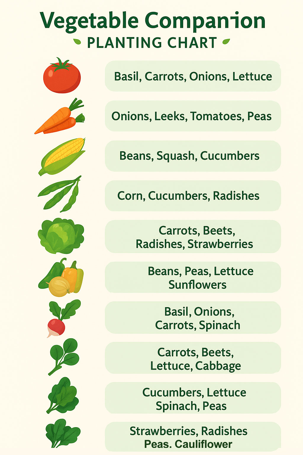 Vegetable squash companion planting chart